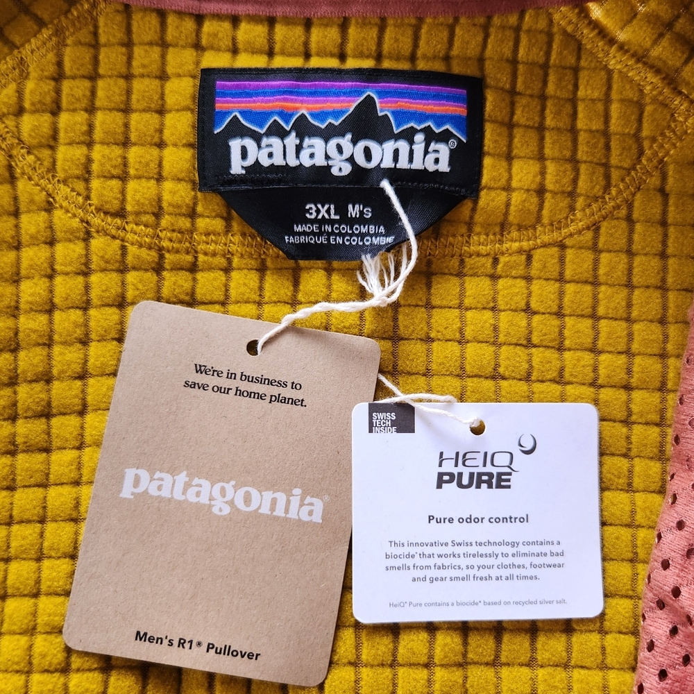 NWT Patagonia "R1 Fleece Pullover" 1/4 Zip Jacket Cosmic Gold | Men's Size 3XL - Picture 6 of 10
